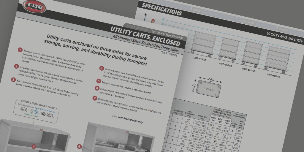 Utility Cart, Enclosed "UCE" Series Spec Sheet - Redesign, All New!